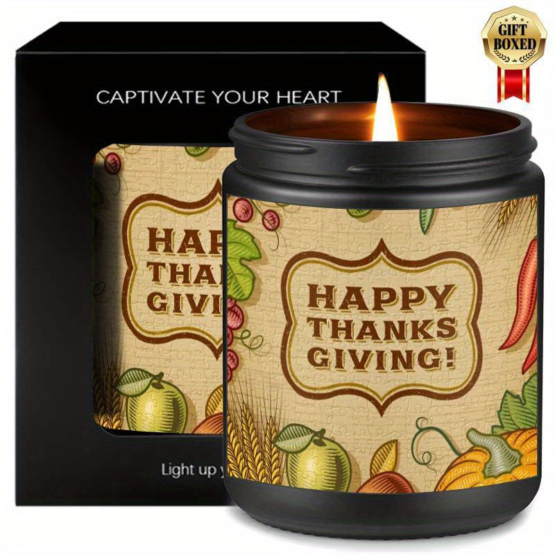 Thanksgiving Centerpiece Candle - Glass Jar Lavender Aromatherapy Scented Candle for Home Decor, Meditation, and Gifts - 1Pc, No Electricity Needed