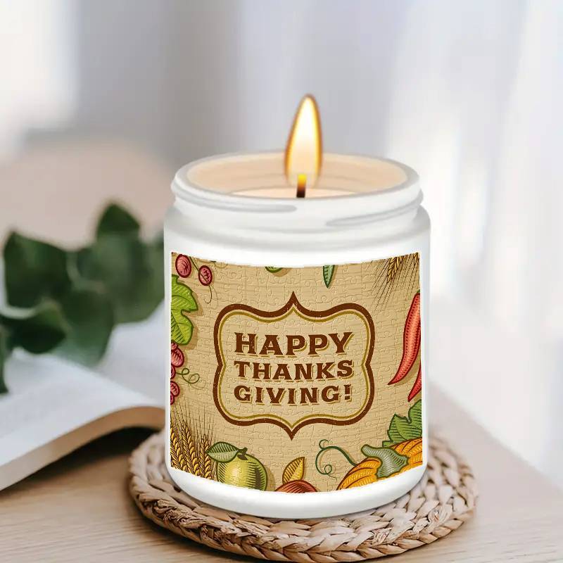 Thanksgiving Centerpiece Candle - Glass Jar Lavender Aromatherapy Scented Candle for Home Decor, Meditation, and Gifts - 1Pc, No Electricity Needed