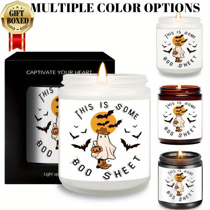 Bougie parfumée à la lavande – Parfaite pour la décoration et les cadeaux d'Halloween, idéale pour l'aromathérapie et la méditation, pot en verre, aucune alimentation nécessaire