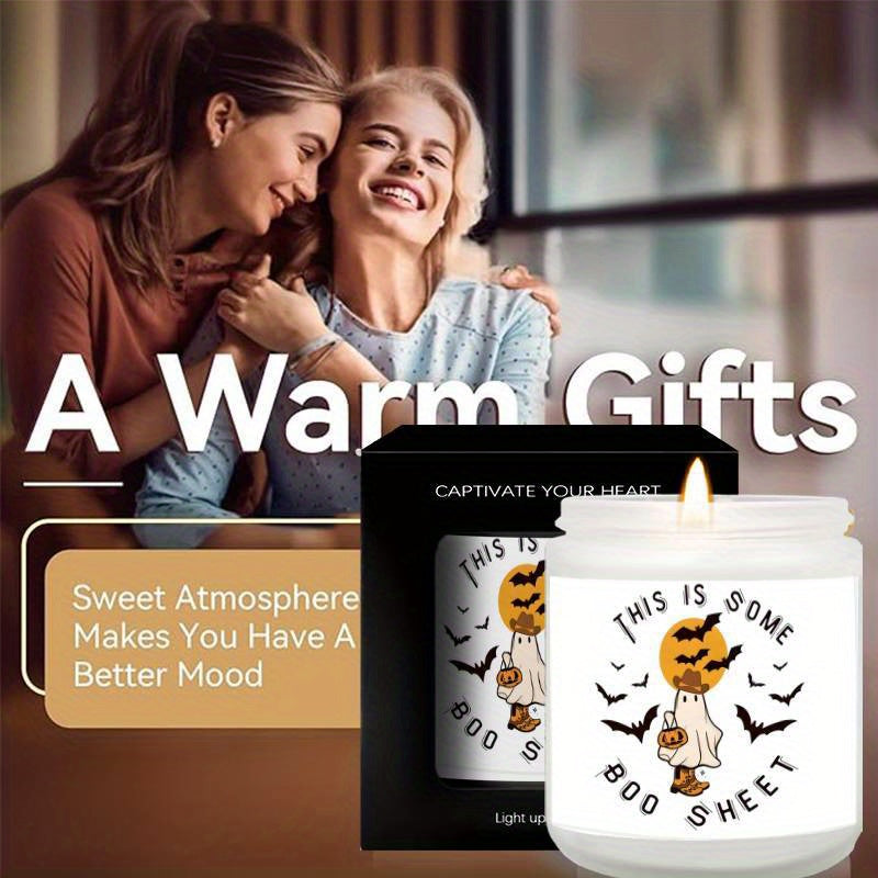 Bougie parfumée à la lavande – Parfaite pour la décoration et les cadeaux d'Halloween, idéale pour l'aromathérapie et la méditation, pot en verre, aucune alimentation nécessaire