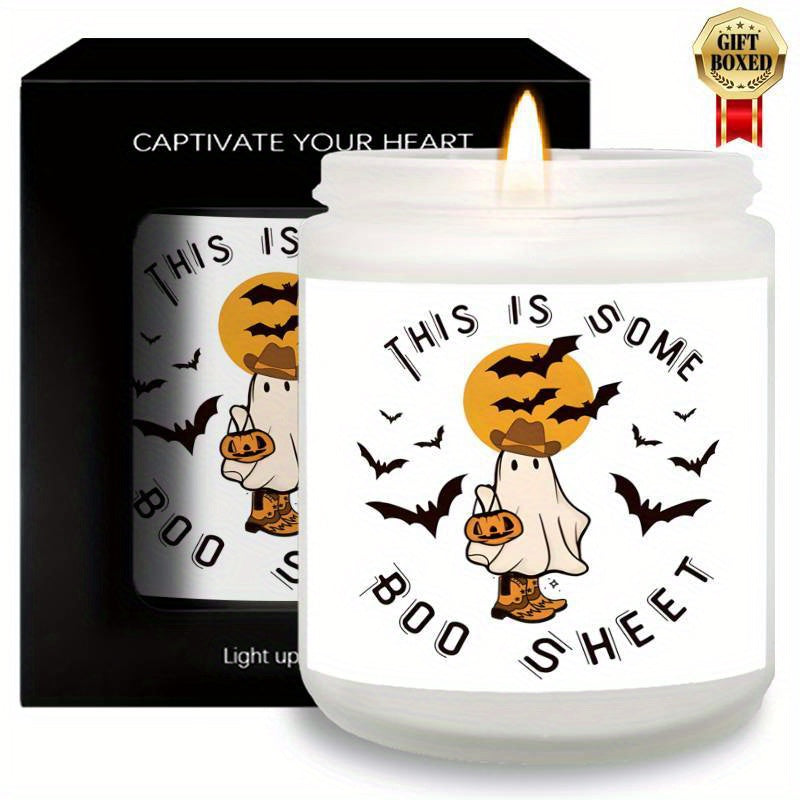 Bougie parfumée à la lavande – Parfaite pour la décoration et les cadeaux d'Halloween, idéale pour l'aromathérapie et la méditation, pot en verre, aucune alimentation nécessaire