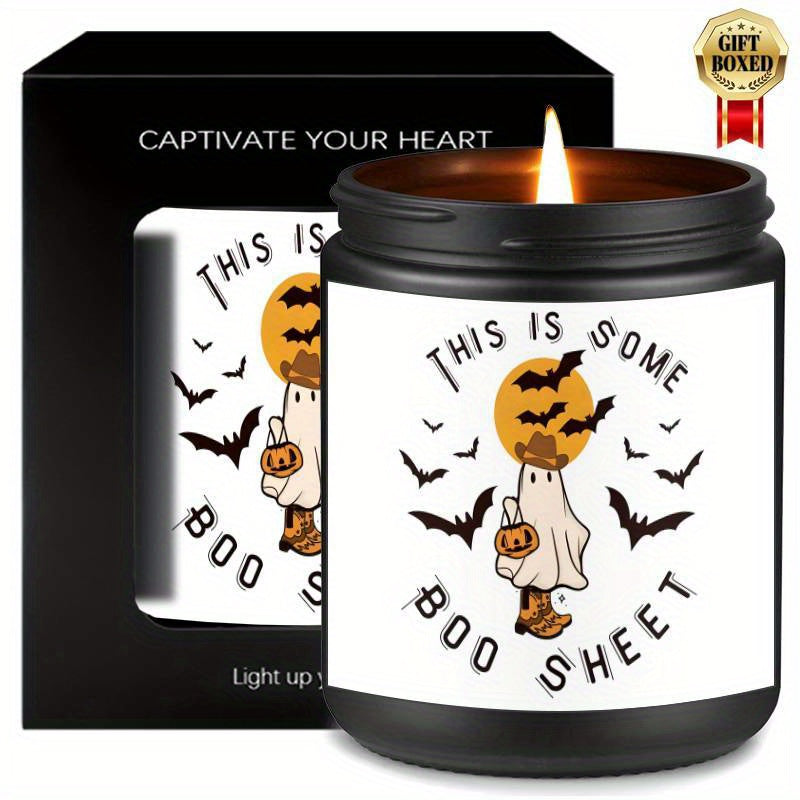 Bougie parfumée à la lavande – Parfaite pour la décoration et les cadeaux d'Halloween, idéale pour l'aromathérapie et la méditation, pot en verre, aucune alimentation nécessaire