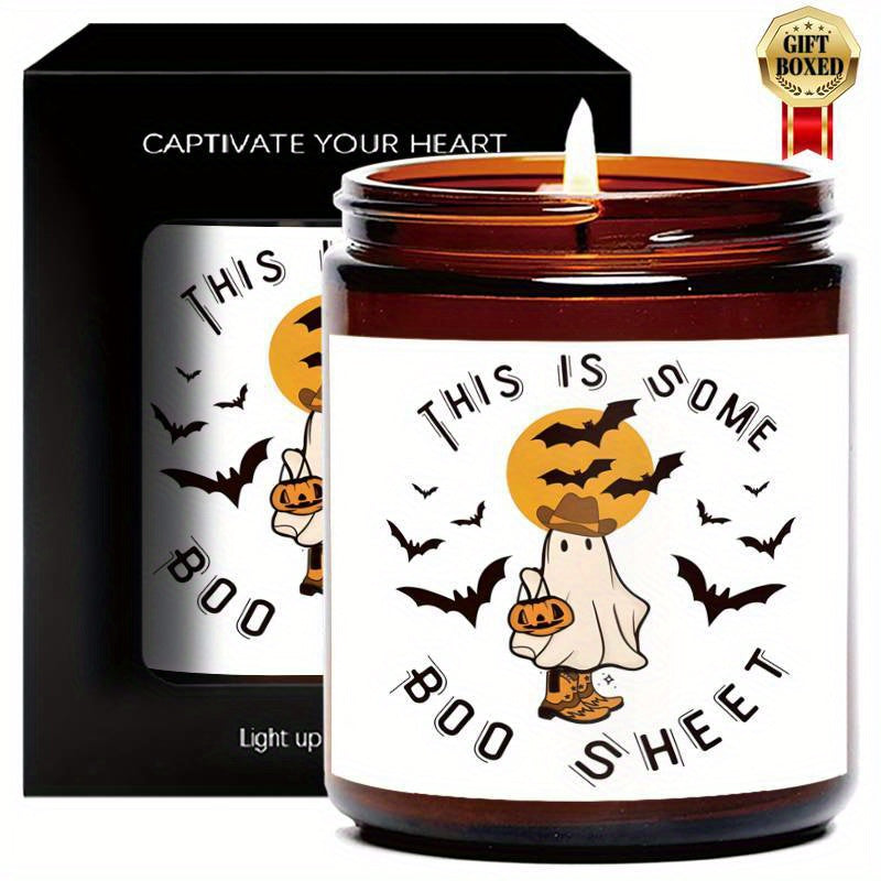 Bougie parfumée à la lavande – Parfaite pour la décoration et les cadeaux d'Halloween, idéale pour l'aromathérapie et la méditation, pot en verre, aucune alimentation nécessaire