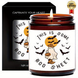 Bougie parfumée à la lavande – Parfaite pour la décoration et les cadeaux d'Halloween, idéale pour l'aromathérapie et la méditation, pot en verre, aucune alimentation nécessaire