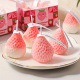 4pcs Handcrafted Strawberry Scented Candle Set - Soy Wax, Single Wick - Cozy Fruit Aroma for Home Decor & Birthday Gifts - Charming Pink Heart-Shaped Gift Box, Strawberry Themed Items
