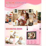Kids Camera Instant Print, 12MP 1080P Digital Camera for Kids Age 3-12, Christmas Birthday Gifts for 4 5 6 7 8 9 10 Year Old Girls Boys, 32GB Toddler HD Video Camera Print Photos Portable Toy