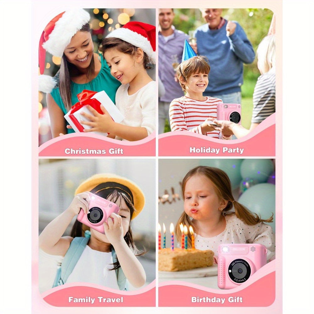 Kids Camera Instant Print, 12MP 1080P Digital Camera for Kids Age 3-12, Christmas Birthday Gifts for 4 5 6 7 8 9 10 Year Old Girls Boys, 32GB Toddler HD Video Camera Print Photos Portable Toy