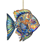 Beach Themed Ornaments - Cerulean Serenity Fish Wooden Ornaments by G.Debrekht Coastal Holiday Decor - 8688304