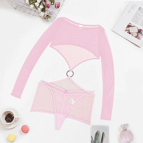 Comfortable Sheer Mesh Design Lingerie - Lootquake