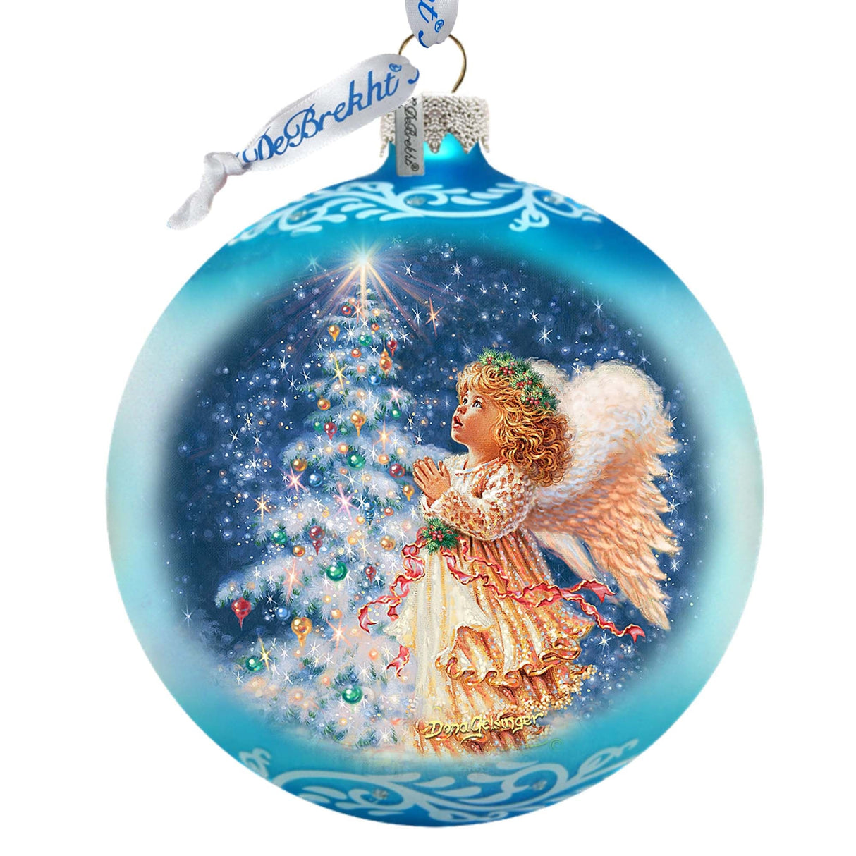 Angels Christmas Wish Lg Glass Ornament by D.Gelsinger - Christmas Holiday Decor - 73961