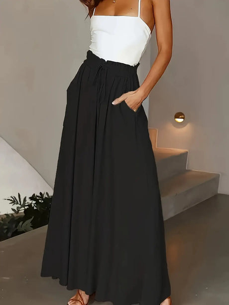 Ladies Plus Size Casual Pants Elastic Waist Wide-leg Pants - Lootquake