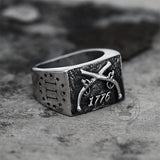 1776 Crossed Guns Stainless Steel Ring