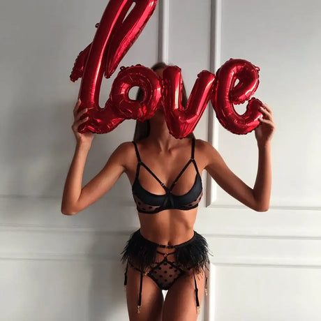 Polka dot mesh sexy lingerie - Lootquake