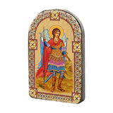 Icono sagrado cristiano religioso de madera bañado en oro de San Miguel Arcángel - Decoración inspiradora - 86022