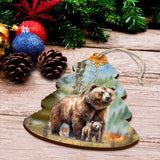Adornos de madera para el árbol de Navidad de la familia Grizzly, de G.Debrekht - Decoración navideña con temática de vida silvestre - 870009