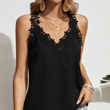Women's Solid Color Loose And Versatile Casual Lace Trimmed V-neck Camisole Vest - Lootquake
