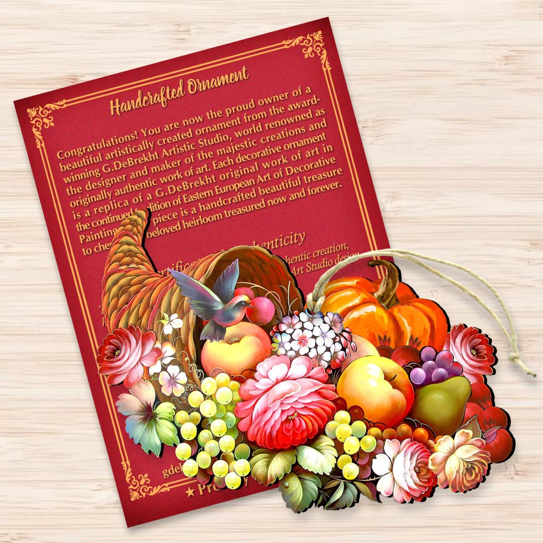 Cornucopia Wooden Ornaments Fall by G. DeBrekht - Thanksgiving Halloween Decor - 8158907