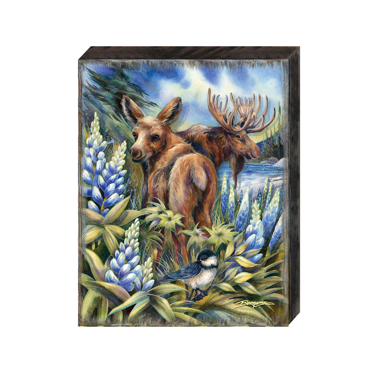 Easily AƒMoosed in Lupine Wooden Wall Art by J. Bergsma - Nature Wildlife Decor - 85922948B-JB