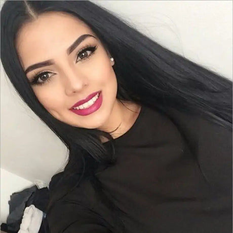 Black long straight hair wig cover - Lootquake