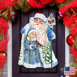 Decoración navideña para puerta de Papá Noel con niña de G. DeBrekht - Decoración navideña de Papá Noel y muñeco de nieve - 8111410H