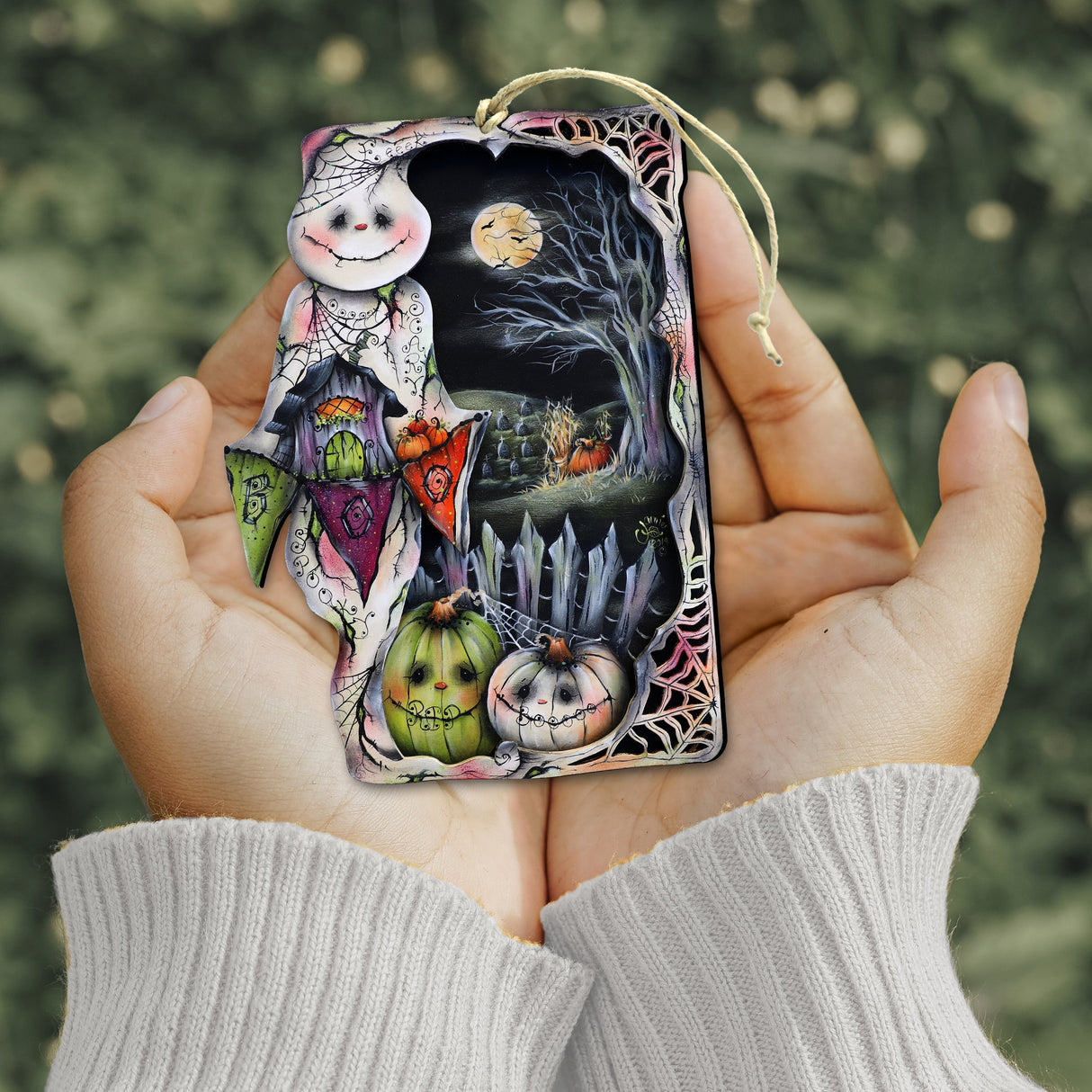 Night of the Pumpkins Wooden Ornaments by Jamie Mills-Price Halloween Decor - 8611078-MP