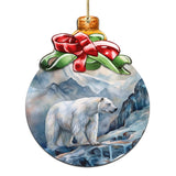 Arctic Frost Peak Polar Bear Wooden Ornaments by G.Debrekht - Wildlife Holiday Decor - 870020