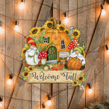 Fall Decor Harvest Welcome Sign Welcome Fall Cornucopia Door Decor Handmade Gift Autumn Porch Decor by Susan Winget - 8471209H-SW