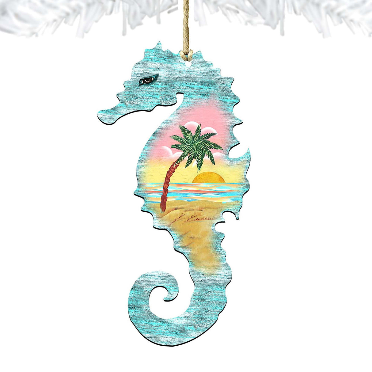 Adornos de madera de caballito de mar de G. DeBrekht - Decoración navideña costera - 8198517