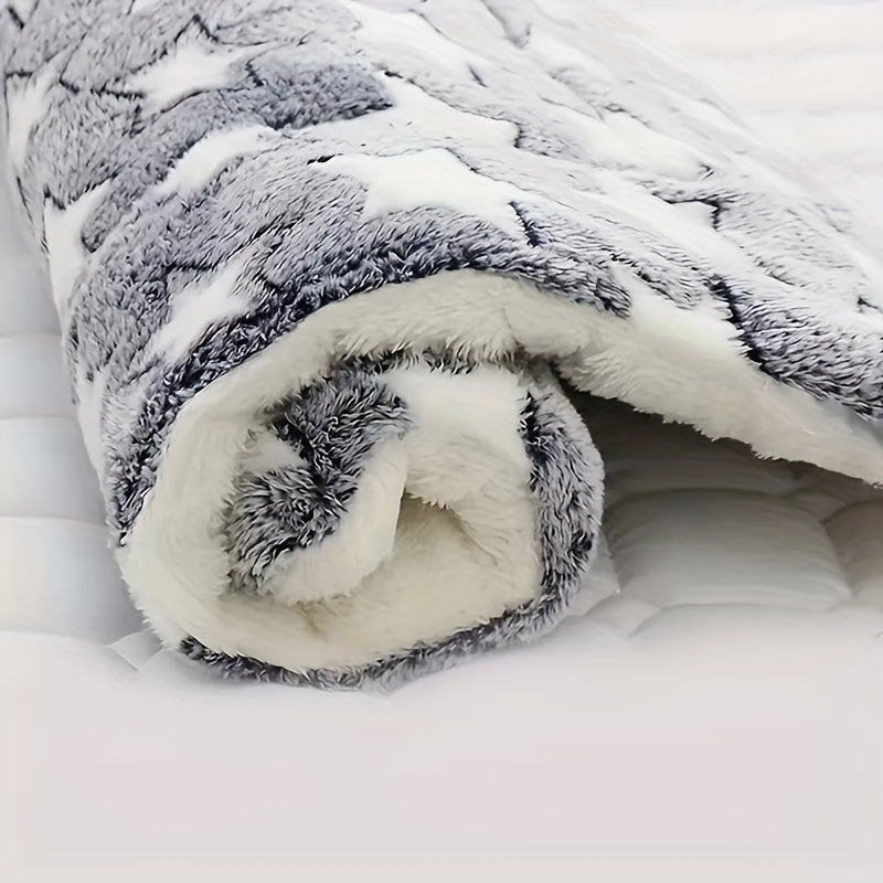 Tapis d'hiver chaud pour animaux de compagnie - Tapis carré doux et épais avec motif étoile, garnissage en fibre de polyester, adapté aux chiens de très petite et grande taille - Couverture isolante pour chat et chien, pour chenil et usage domestique