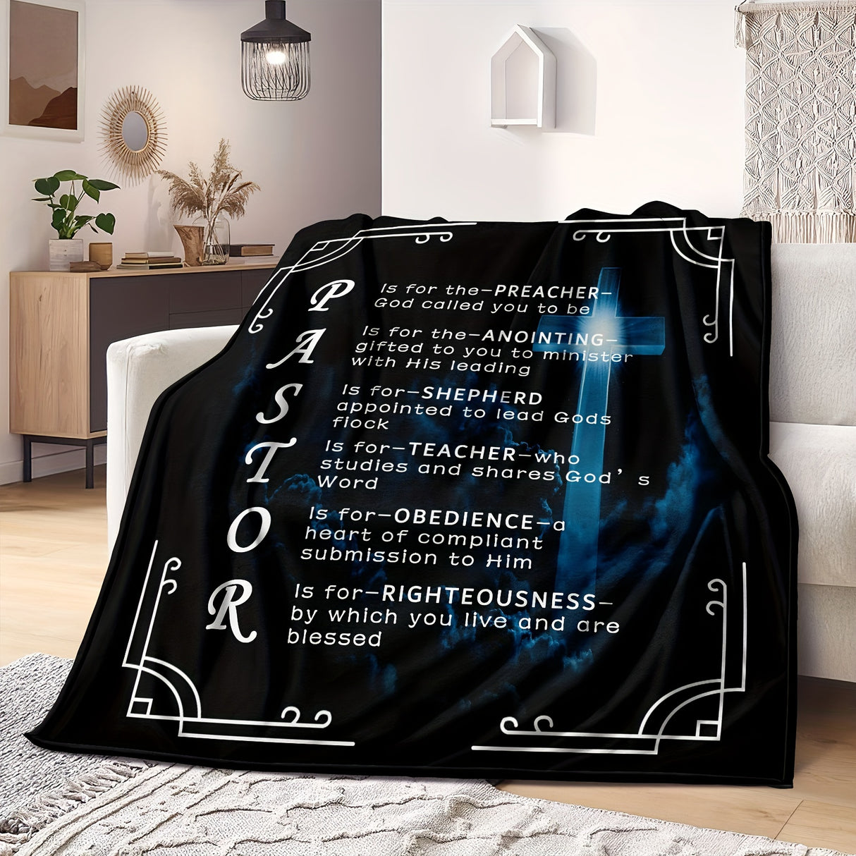 1pc, Pastor Appreciation Gifts For Men, Throw Blanket, Thank You Presents For Christmas, Pastor Appreciation Day, Birthday, Father's Day Cross