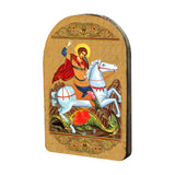 Icono sagrado ortodoxo religioso de madera de San Jorge, bañado en oro - Decoración inspiradora - 86013