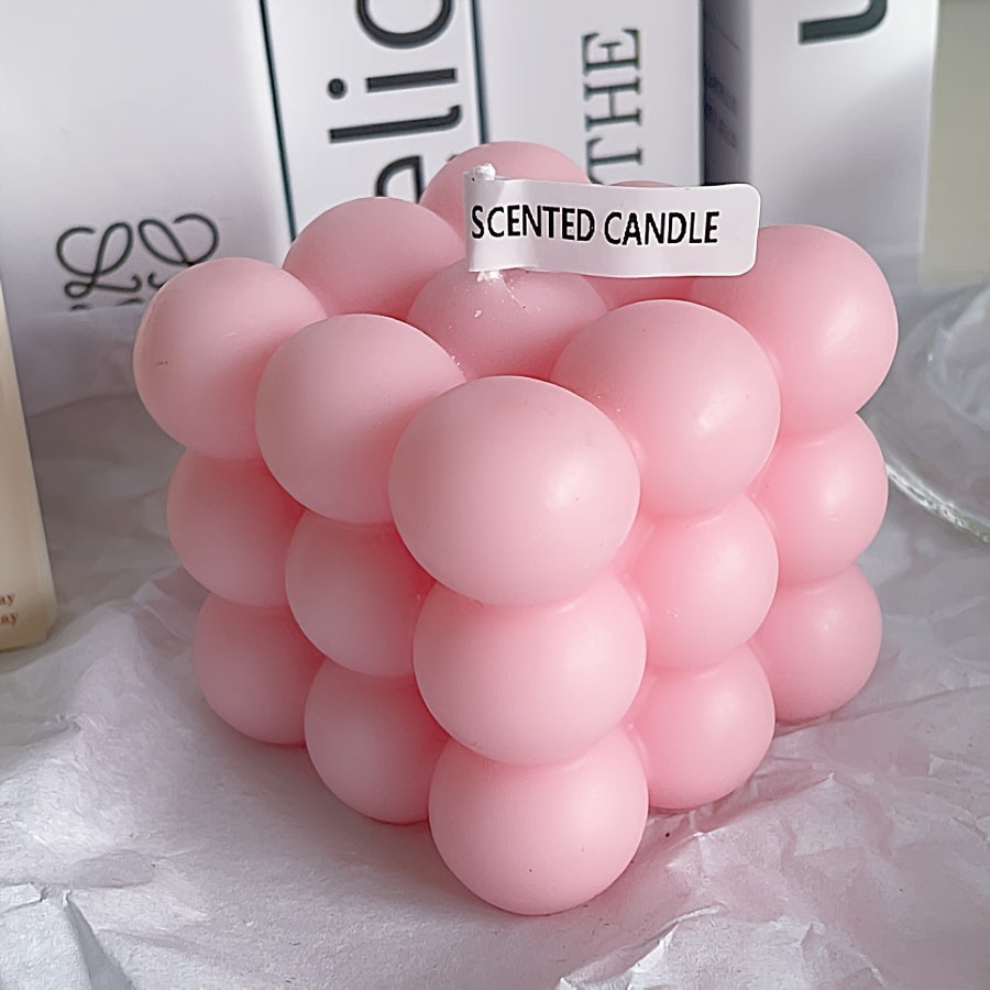 1pc Valentine'S Day Romance Themed Scented Candle - Single-Wick Soy Wax in Square Jar with Rosemary Fragrance, Smokeless Home Decor for Bedroom, Vanity, Photo Prop, Creative Gift for Friends, Family, Colleagues