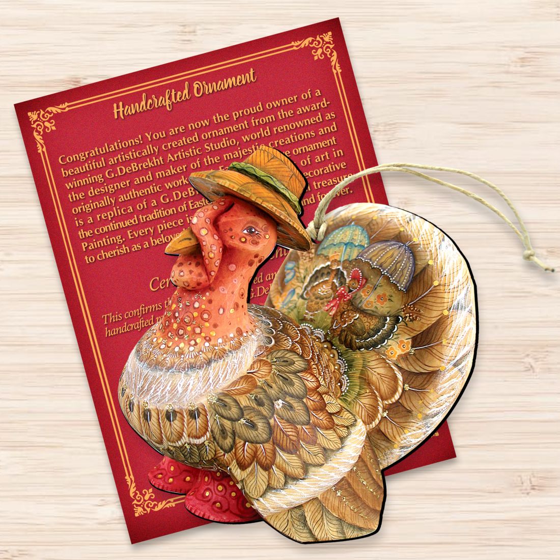 Adornos de madera de Tom el pavo de G. DeBrekht - Decoración de Halloween para Acción de Gracias - 8158904