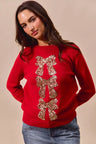 SO ME Sequins Bow Ribbon Embellished Christmas Sweater