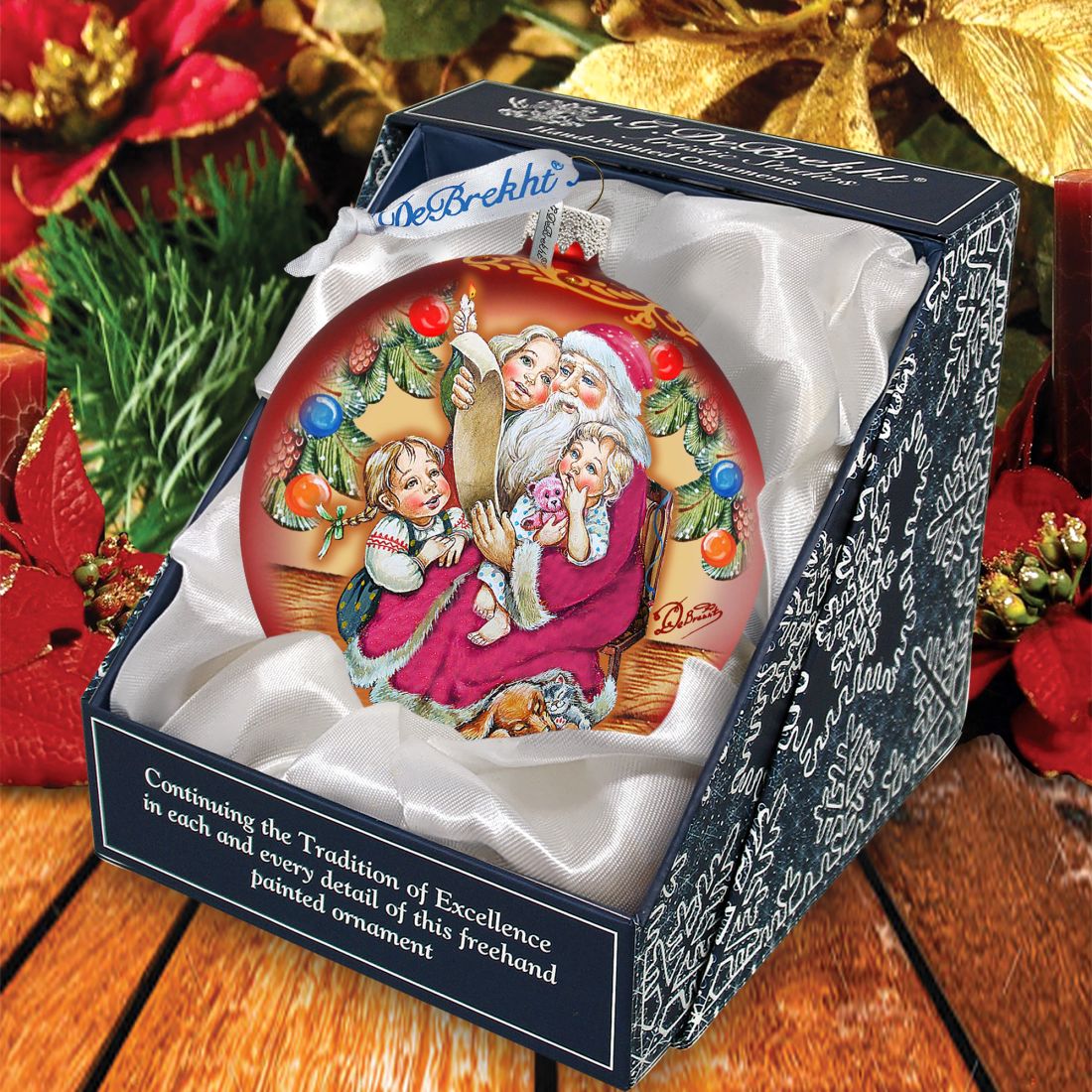 Adorno de vidrio con lista de regalos de Papá Noel de G. DeBrekht - Decoración navideña de muñeco de nieve de Papá Noel - 73364