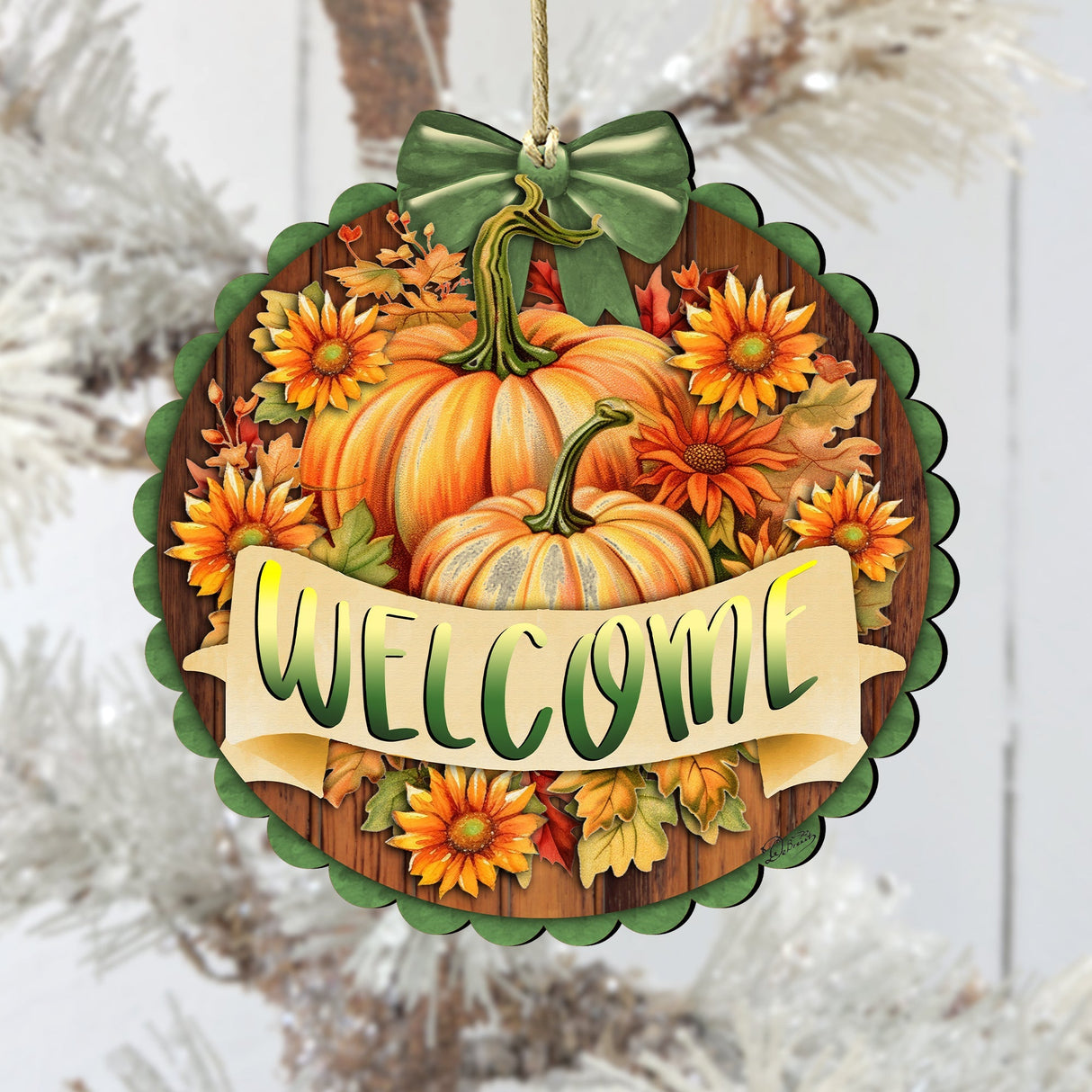 Welcome Wooden Ornaments by G. Debrekht Thanksgiving Halloween Decor - 933123