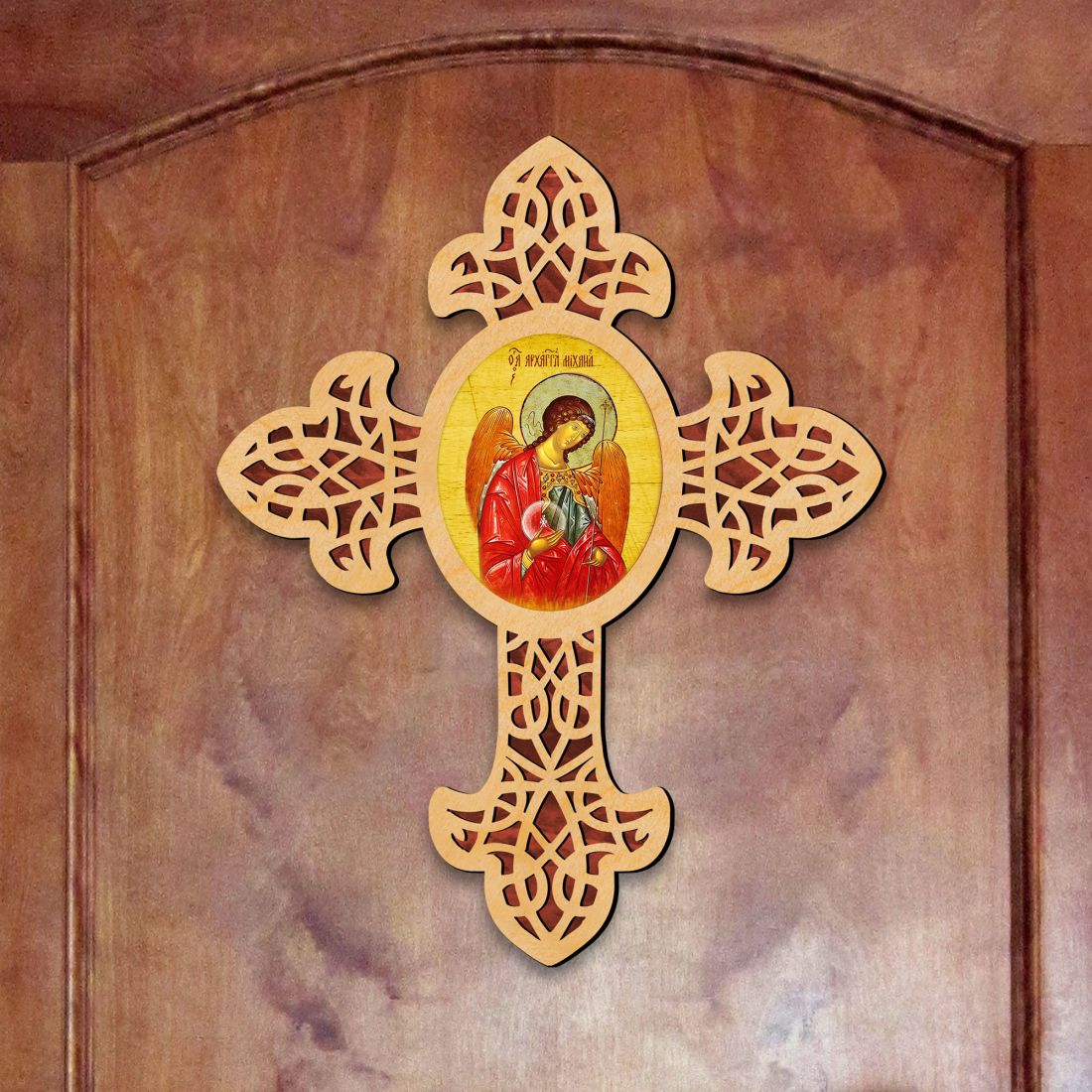 Archangel Michael Pointy Wooden Cross by Museum Icons - Inspirational Icon Decor - 88327