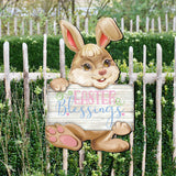 Easter Blessing Bunny Wooden Door Hanger by G. DeBrekht - Easter Spring Decor - 815433-3H
