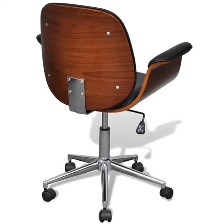 vidaXL Swivel Arm Chair Bent Wood and Faux Leather - Lootquake