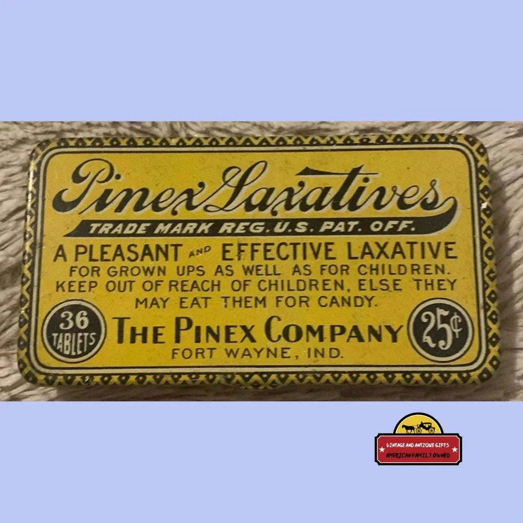 Rare 1910s Antique Pinex Laxative Medicine Tin Unearthed