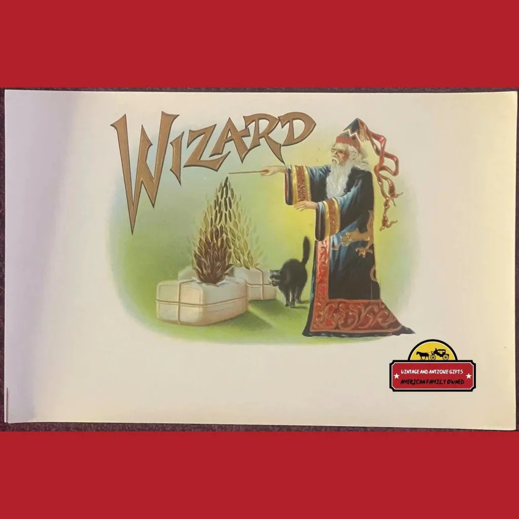 Rare 1910s Wizard Gold Embossed Cigar Label Unveils Vintage Charm