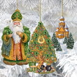 Papá Noel de todo el mundo - Papá Noel de inspiración irlandesa - Juego de 3 adornos de madera de G. DeBrekht - Decoración navideña de Papá Noel y muñeco de nieve - 8091306S3