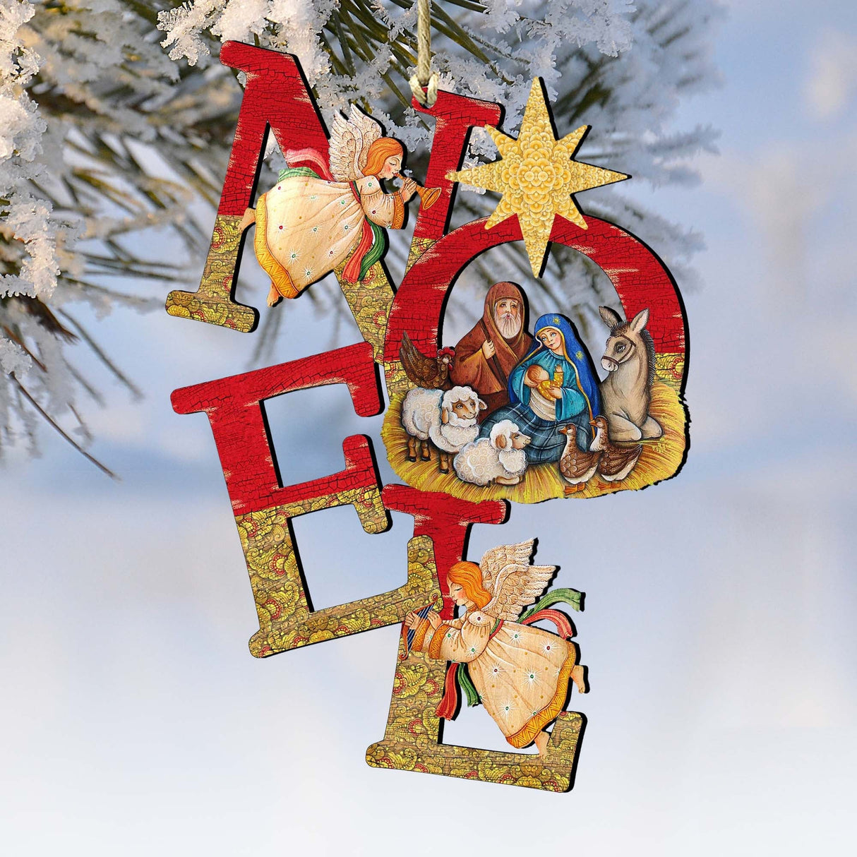 Noel Nativity Wooden Ornaments by G. DeBrekht - Nativity Holiday Decor - 8121458