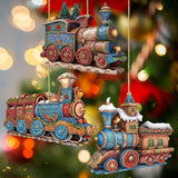 Christmas Train Wooden Ornaments Set of 3 by G. Debrekht - Christmas Decor - 8100198S3