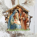 Born Under Bright Star Nativity Wooden Ornaments by G. DeBrekht Nativity Holiday Decor - 8611082