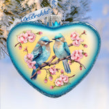 Blooming Love Heart Glass Ornament by G. Debrekht Christmas Decor - 753-014
