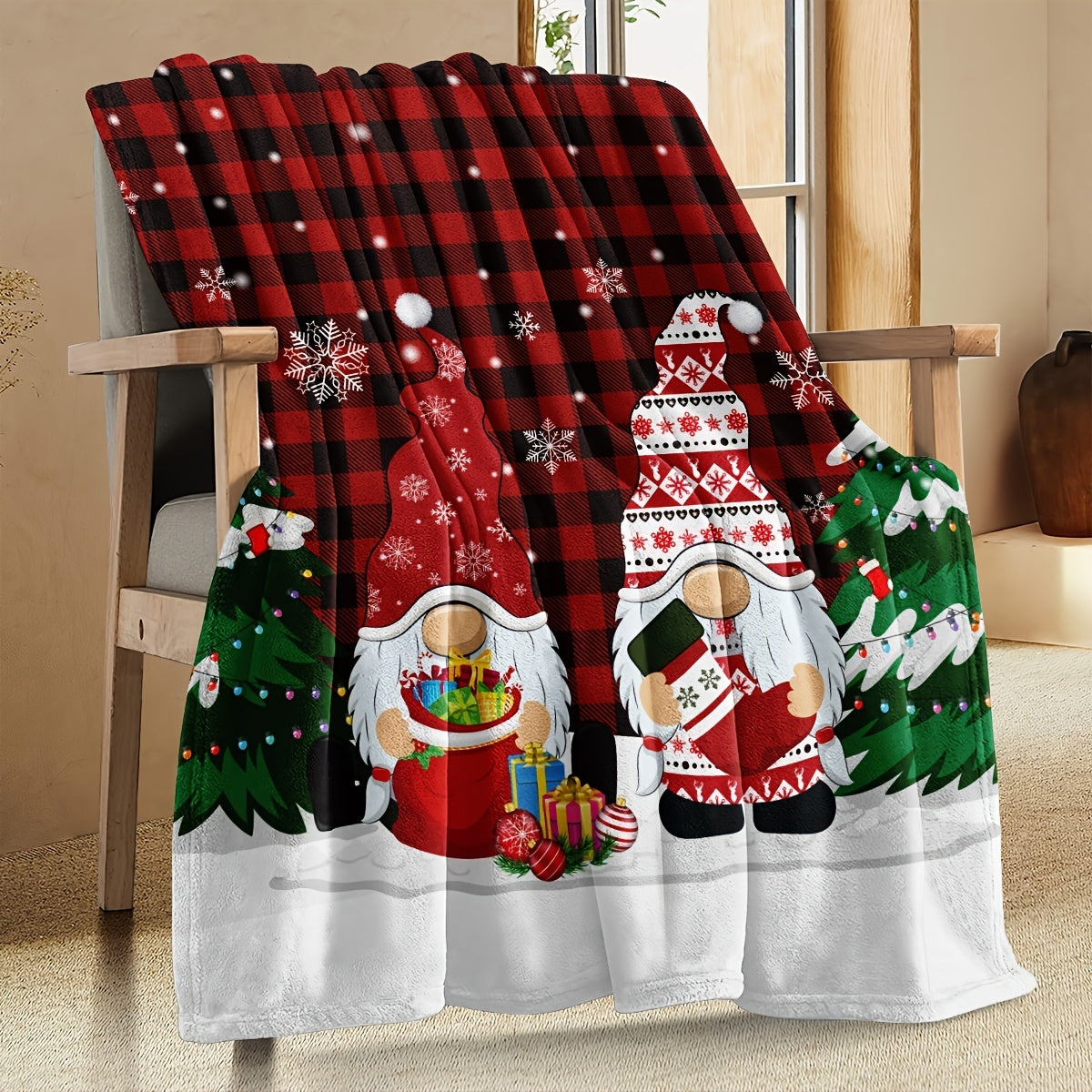 1 manta navideña, manta decorativa para fiestas navideñas, manta de cama para regalo de Año Nuevo, regalo de Navidad para sofá cama, oficina, camping.