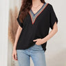 Women's Loose Fit Short Sleeved Breathable Casual Lace V-neck Shirt Top - Lootquake