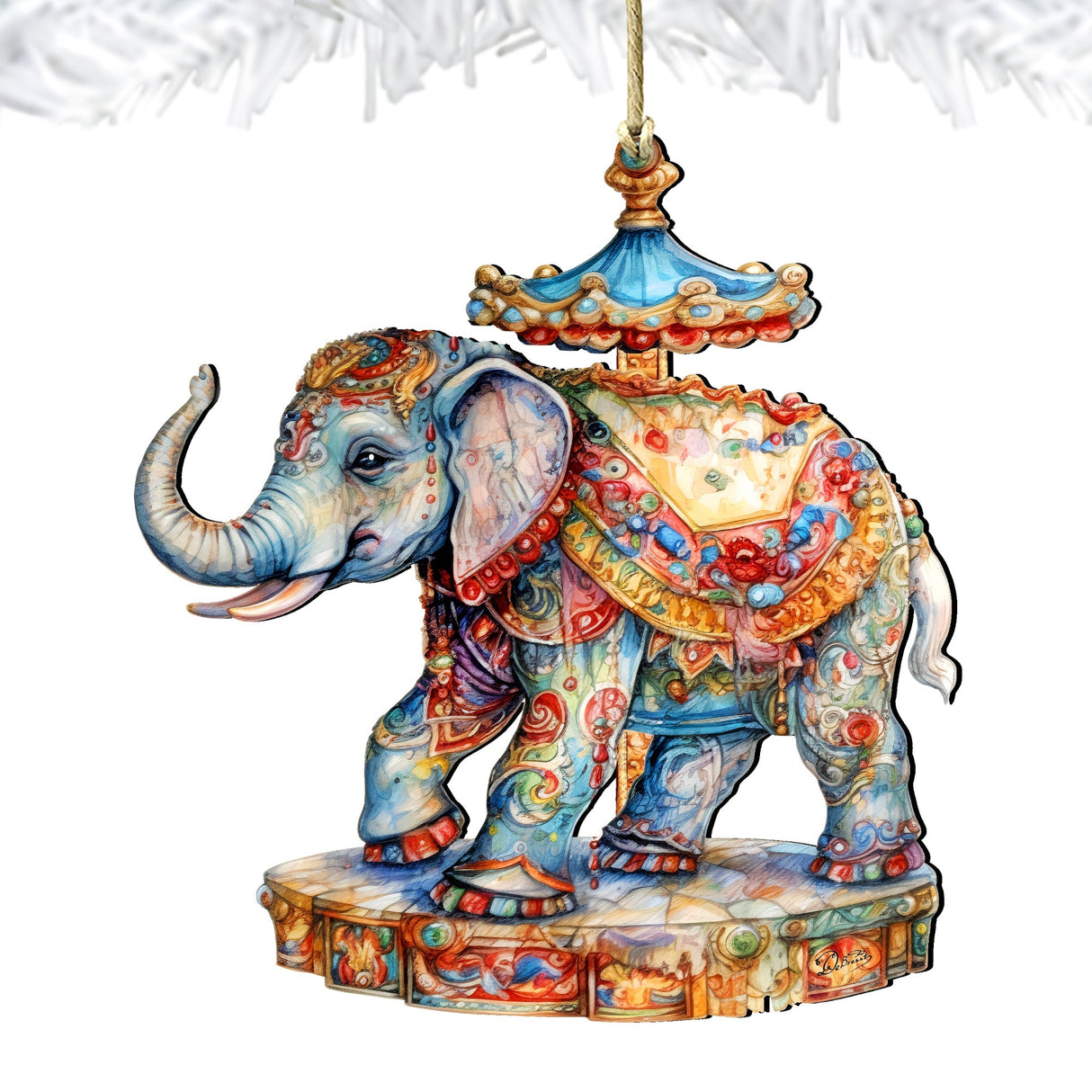 Carousel Elephant Wooden Ornaments by G. Debrekht Christmas Decor - 8611029