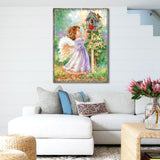 Arte mural de madera "Ángeles cerca" de D. Gelsinger - Decoración navideña para la Natividad - 95678B-DG